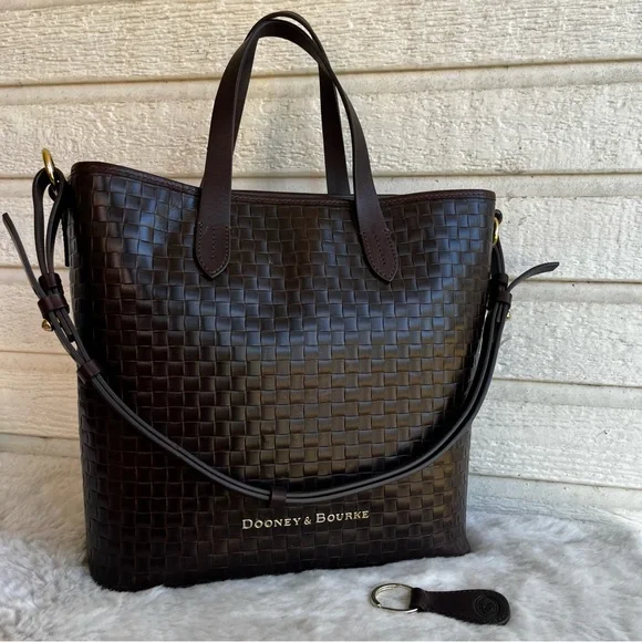 DOONEY & BOURKE Woven XL Lilliana Brown Sorrento Tote Shoulder Bag Satchel - Picture 2 of 12